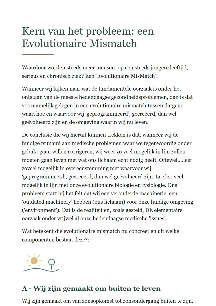 Het begin van het hoofdstuk over de evolutionaire mismatch